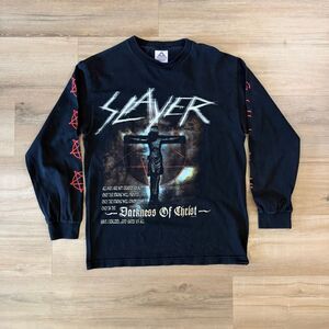 Vintage Y2K Slayer Darkness Of Christ Black Long Sleeve Shirt Size Medium Metal